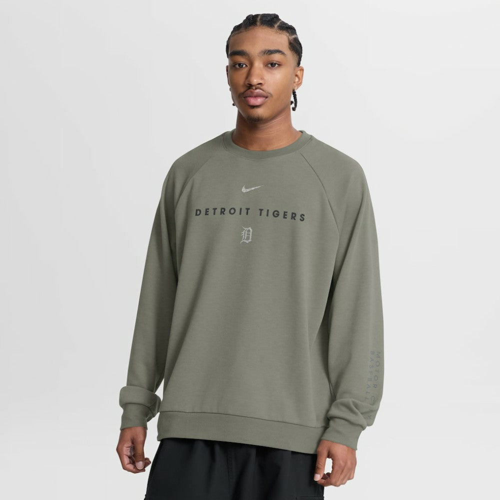 Detroit Tigers Statement Primary Raglan Dri-FIT Sweatshirt Olive