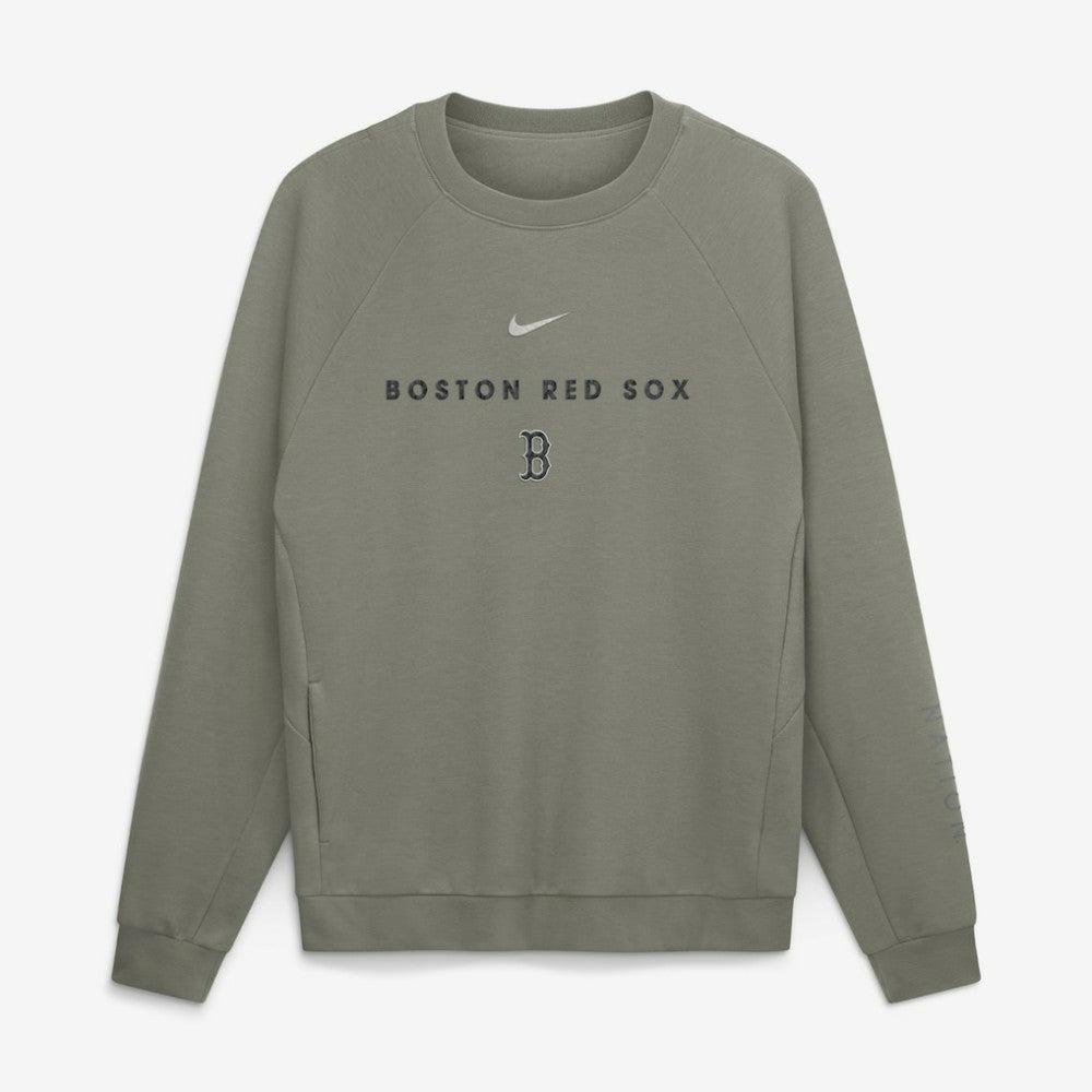 Boston Red Sox Statement Primary Raglan Dri-FIT Sweatshirt Olive
