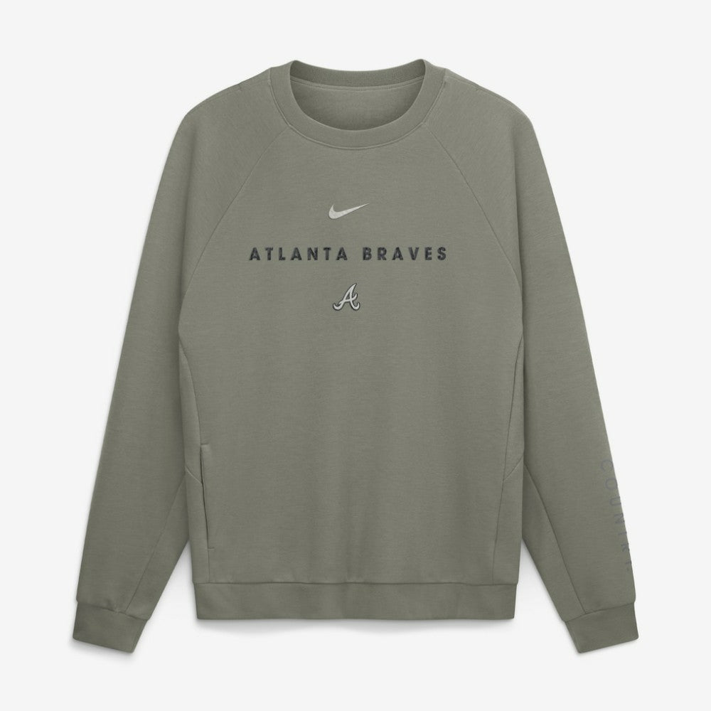 Atlanta Braves Statement Primary Raglan Dri-FIT Sweatshirt Olive