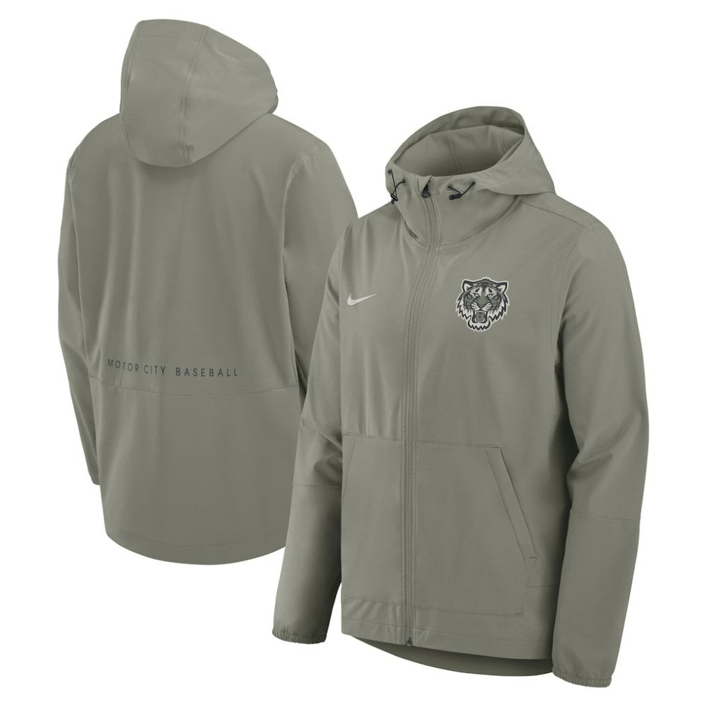 Detroit Tigers Unlimited Packable Full-Zip Hooded Jacket Olive