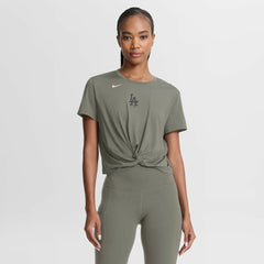 Los Angeles Dodgers Women's One Twist Dri-FIT Cropped T-Shirt Olive