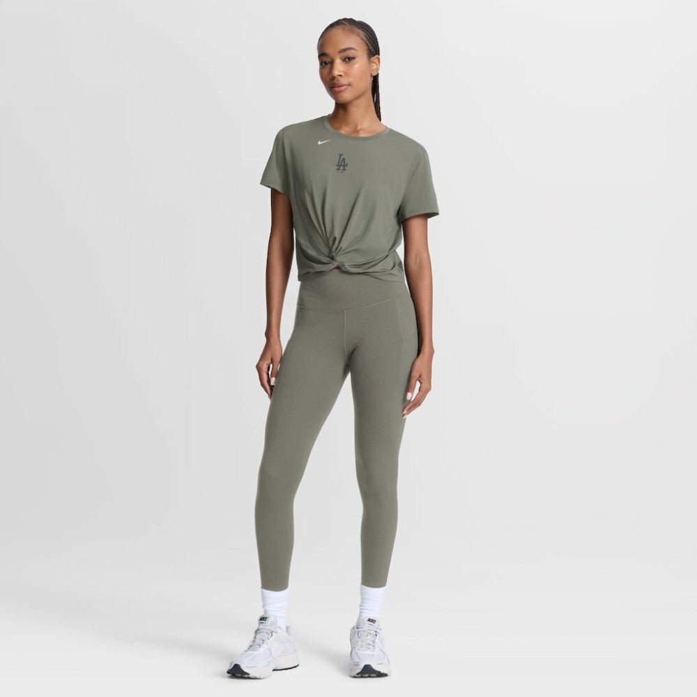 Los Angeles Dodgers Women's One Twist Dri-FIT Cropped T-Shirt Olive