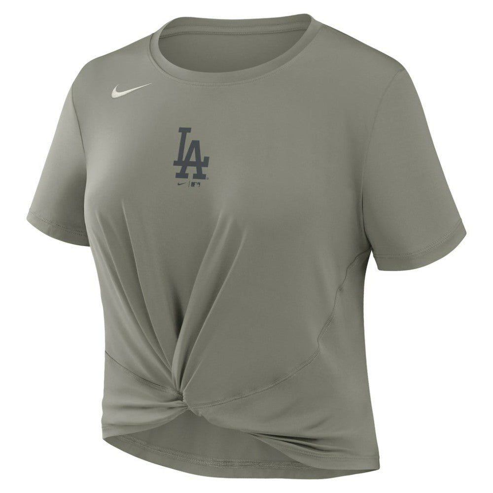 Los Angeles Dodgers Women's One Twist Dri-FIT Cropped T-Shirt Olive