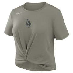 Los Angeles Dodgers Women's One Twist Dri-FIT Cropped T-Shirt Olive