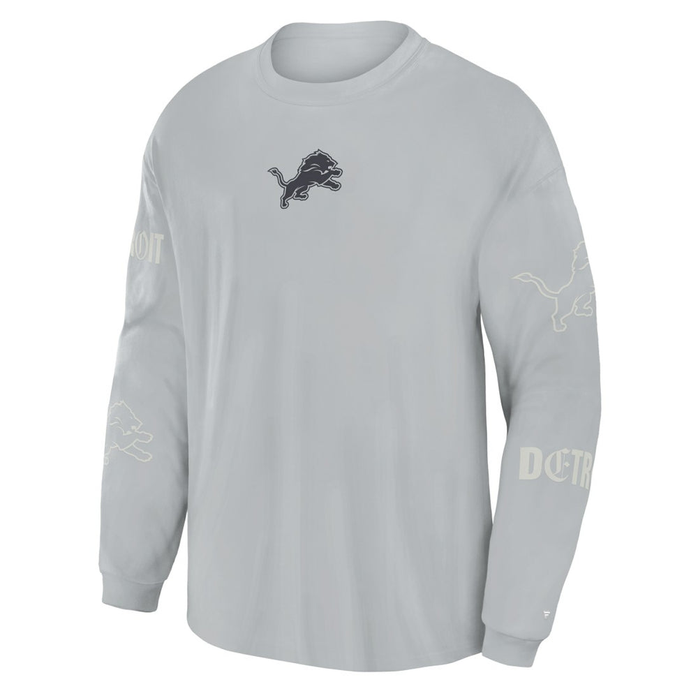 Detroit Lions Oversized Type Play Long Sleeve T-Shirt - Gray discount