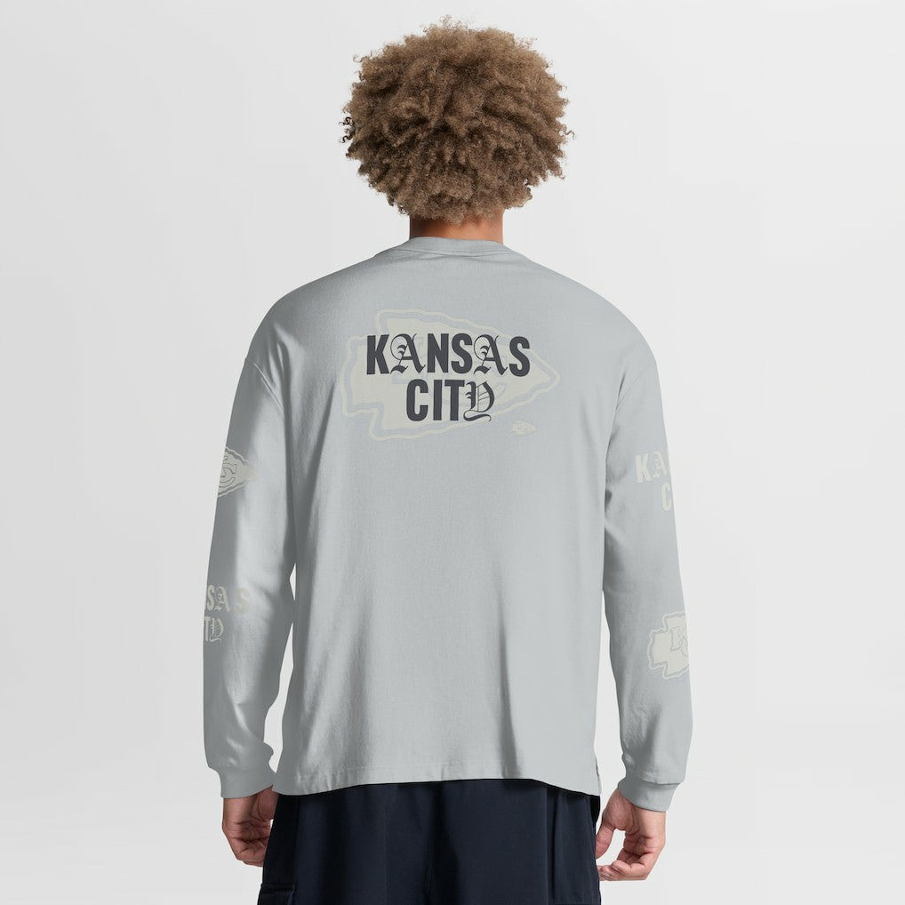 Kansas City Chiefs Oversized Type Play Long Sleeve T-Shirt - Gray outlet