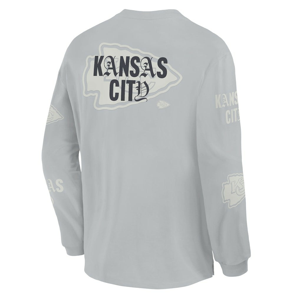 Kansas City Chiefs Oversized Type Play Long Sleeve T-Shirt - Gray outlet