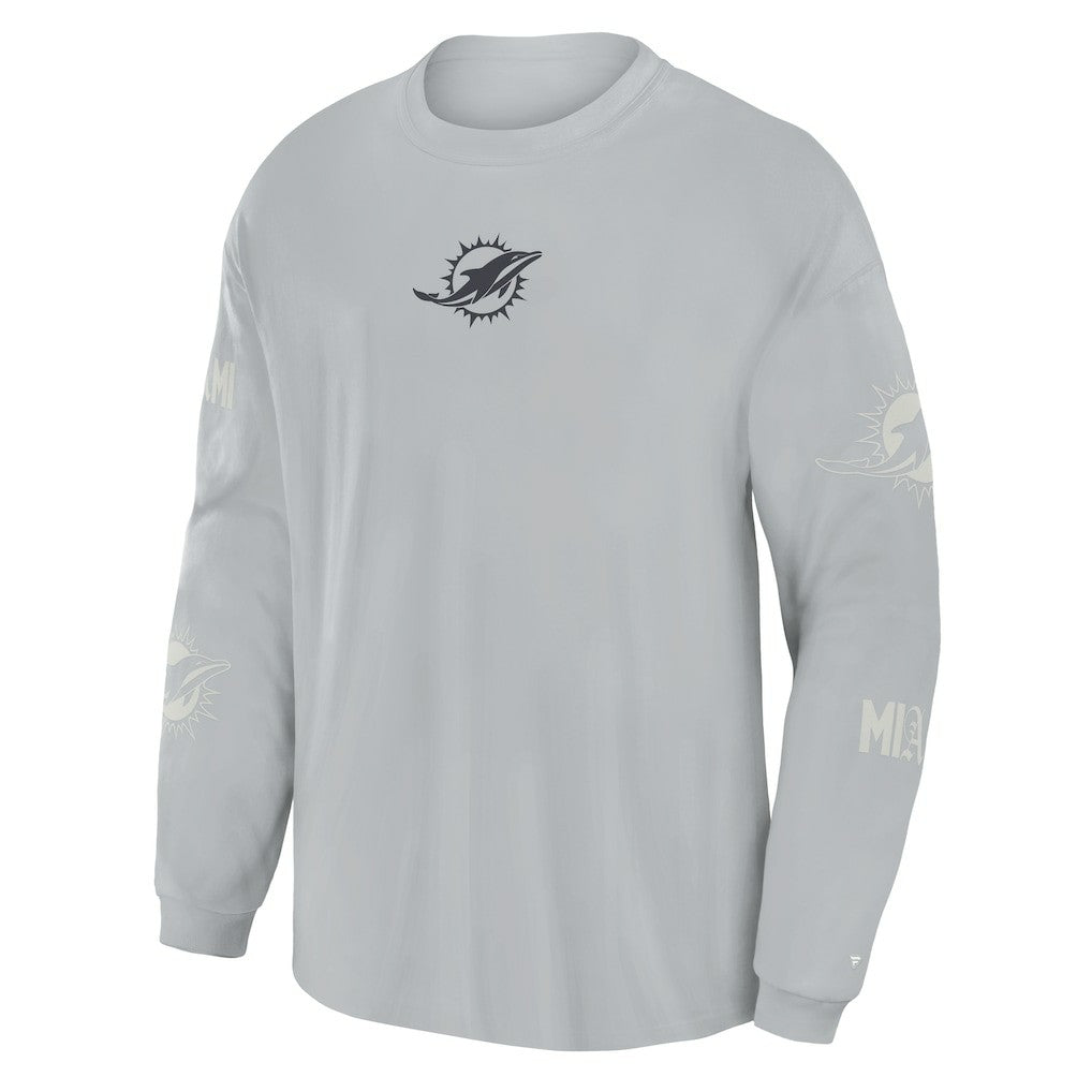 Miami Dolphins Oversized Type Play Long Sleeve T-Shirt - Gray on sale