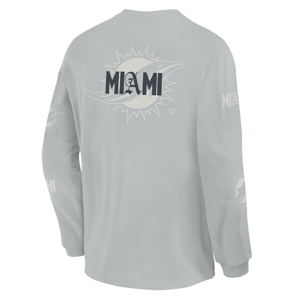 Miami Dolphins Oversized Type Play Long Sleeve T-Shirt - Gray on sale