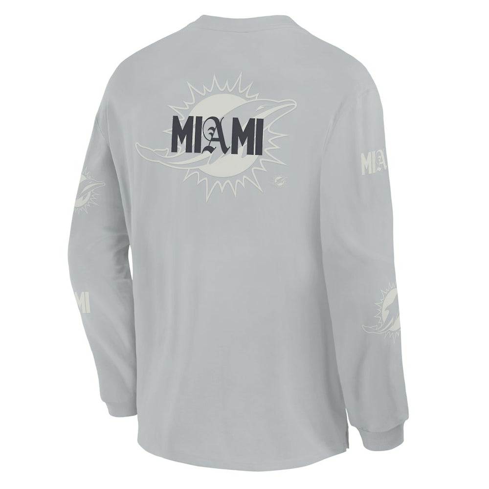 Miami Dolphins Oversized Type Play Long Sleeve T-Shirt - Gray on sale