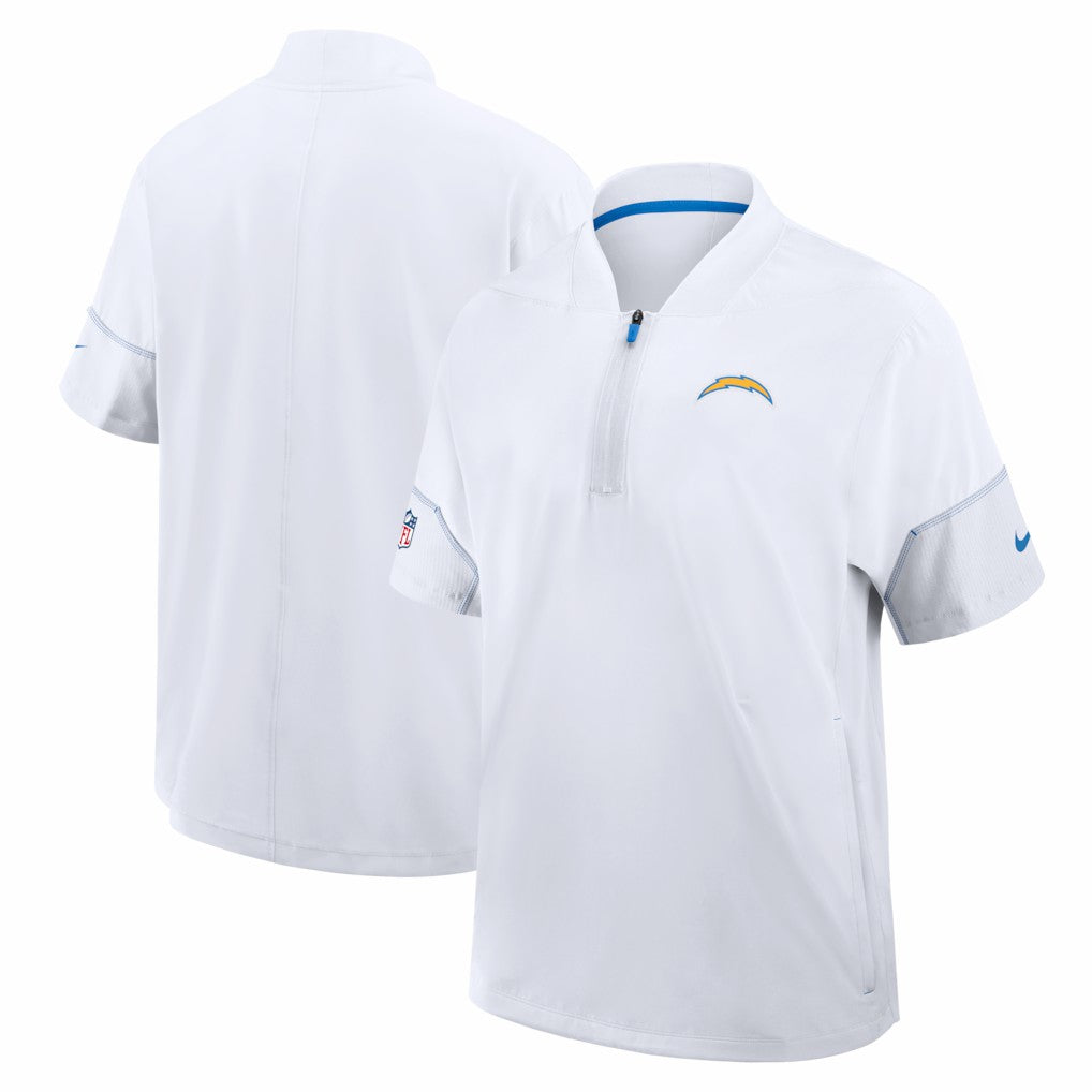 Los Angeles Chargers Sideline Short Sleeve Quarter-Zip Coach Jacket - White outlet