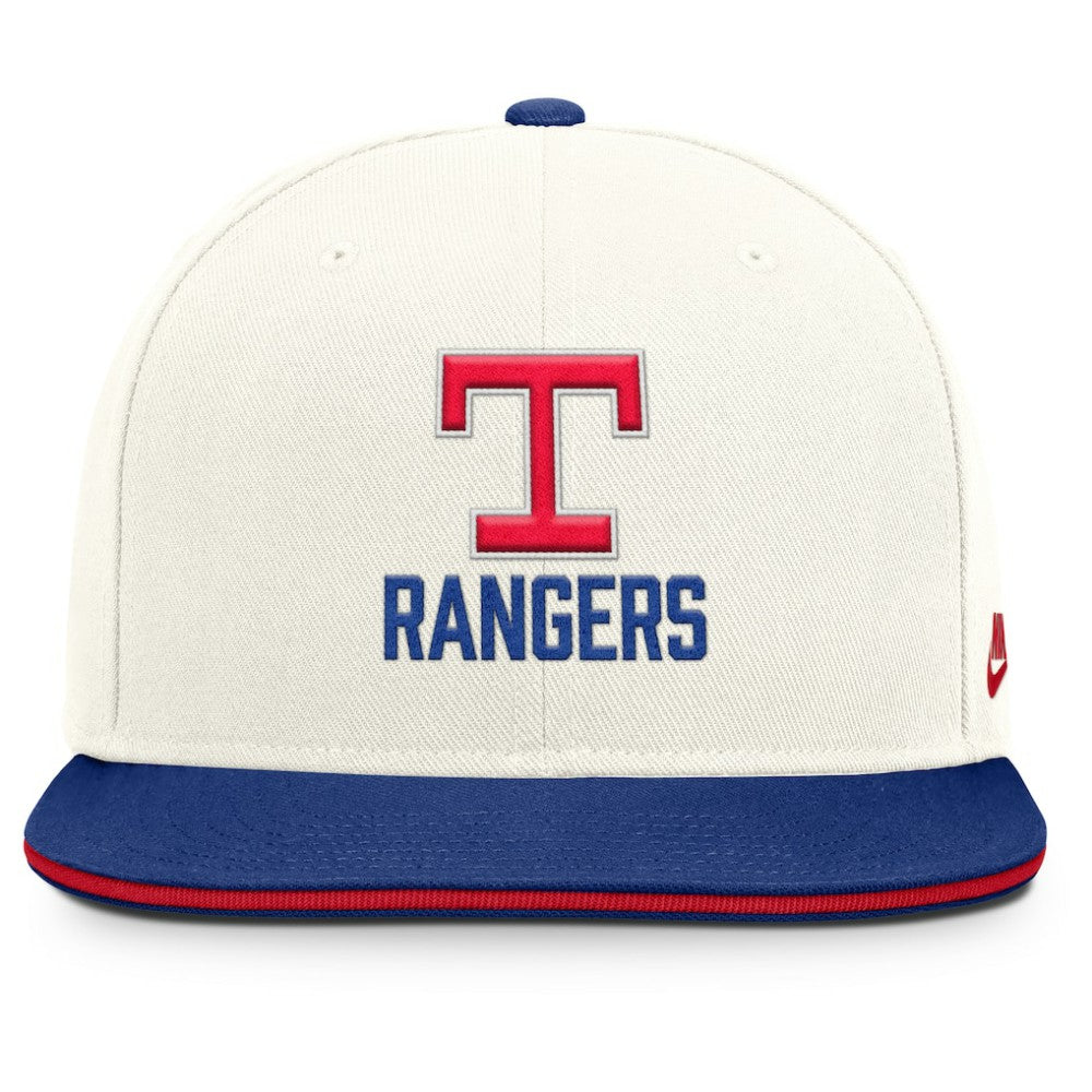 Texas Rangers Cooperstown Pro Dri-FIT Snapback Hat Cream/Royal