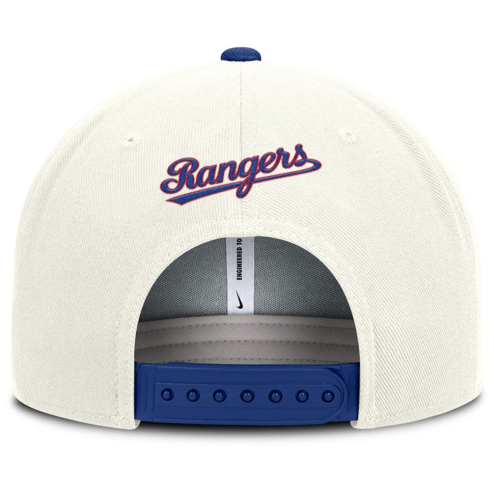 Texas Rangers Cooperstown Pro Dri-FIT Snapback Hat Cream/Royal