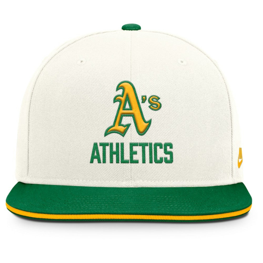 Athletics Cooperstown Pro Dri-FIT Snapback Hat Cream/Green