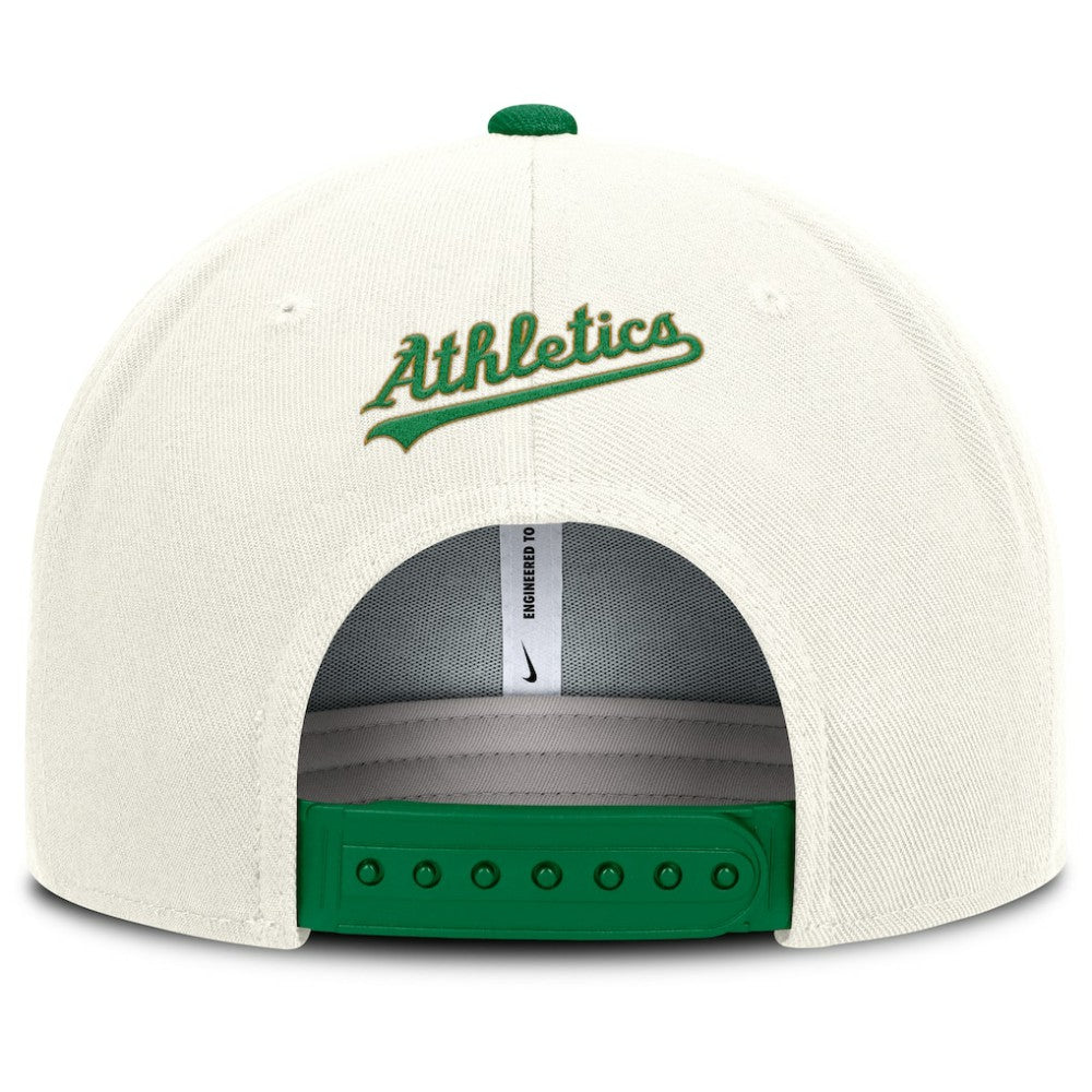 Athletics Cooperstown Pro Dri-FIT Snapback Hat Cream/Green