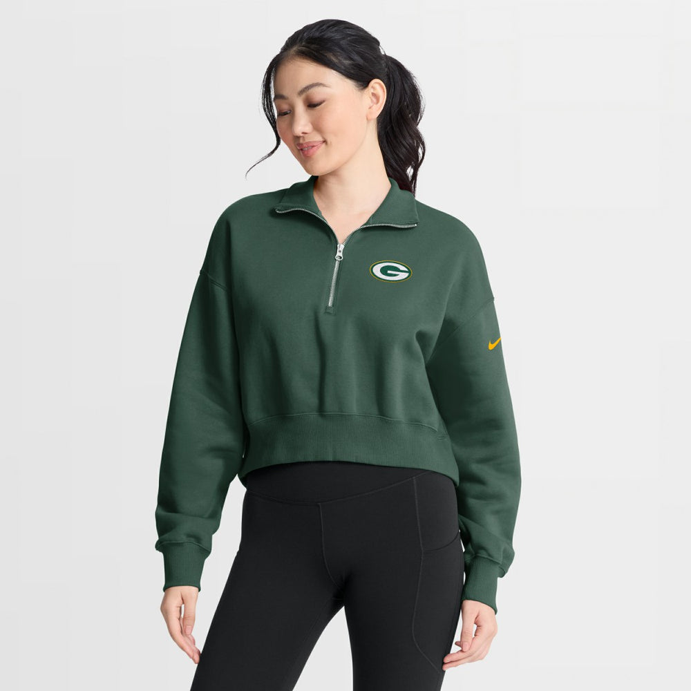 Green Bay Packers Women's Phoenix Fleece Quarter-Zip Sweatshirt - Green outlet