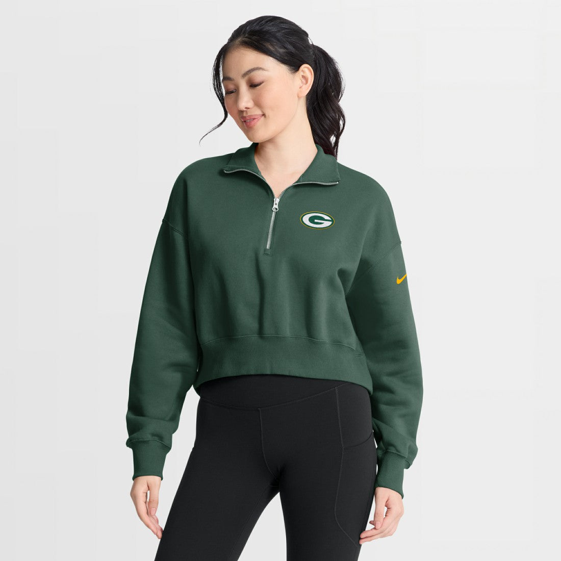 Green Bay Packers Women's Phoenix Fleece Quarter-Zip Sweatshirt - Green outlet