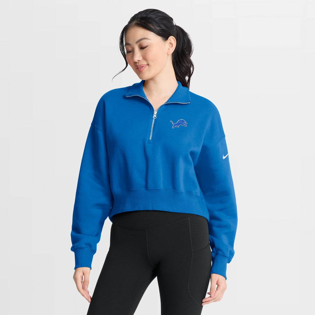 Detroit Lions Women's Phoenix Fleece Quarter-Zip Sweatshirt - Blue discount