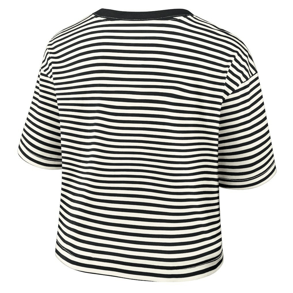 Pittsburgh Steelers Women's Striped Cropped T-Shirt - Black/Cream outlet