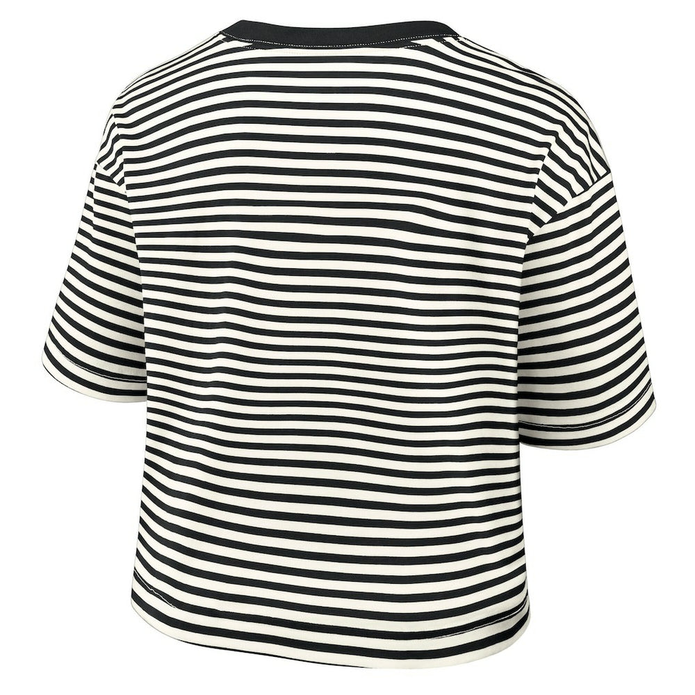 Pittsburgh Steelers Women's Striped Cropped T-Shirt - Black/Cream outlet