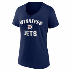 Winnipeg Jets Logo Athletic Women's Arch Victory V-Neck T-Shirt - Navy T-shirts