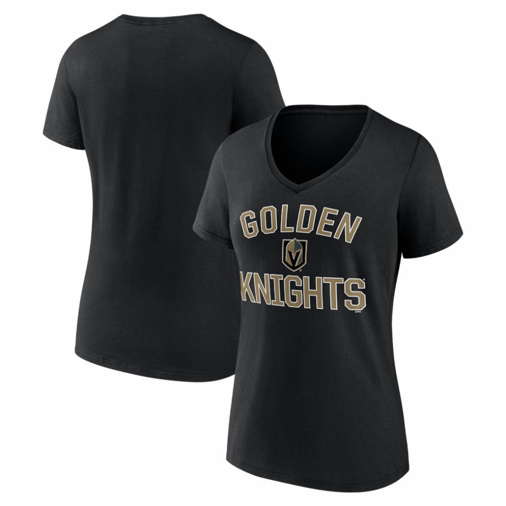 Vegas Golden Knights Logo Athletic Women's Arch Victory V-Neck T-Shirt - Black T-shirts