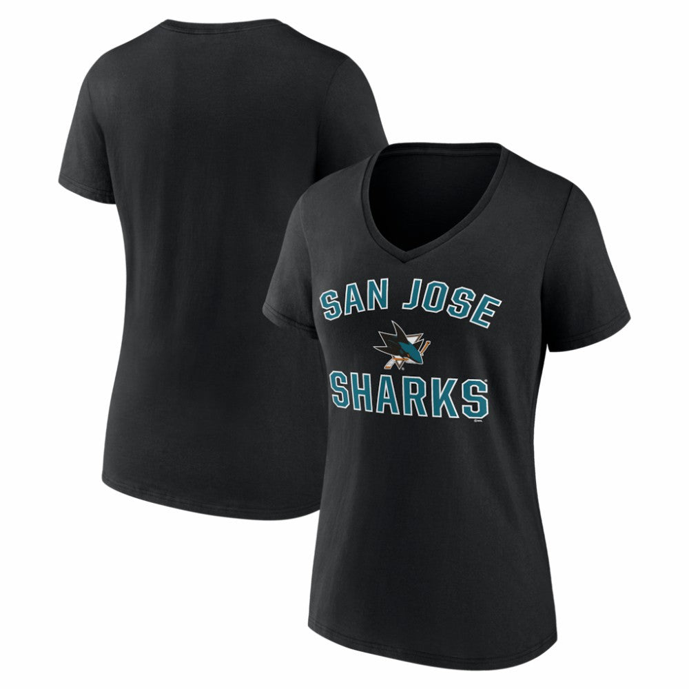 San Jose Sharks Logo Athletic Women's Arch Victory V-Neck T-Shirt - Black T-shirts
