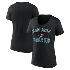 San Jose Sharks Logo Athletic Women's Arch Victory V-Neck T-Shirt - Black T-shirts