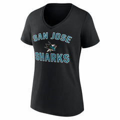 San Jose Sharks Logo Athletic Women's Arch Victory V-Neck T-Shirt - Black T-shirts