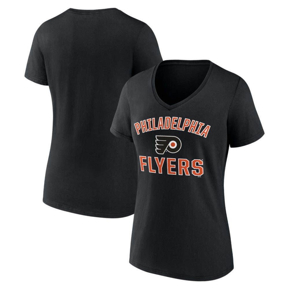 Philadelphia Flyers Logo Athletic Women's Arch Victory V-Neck T-Shirt - Black T-shirts