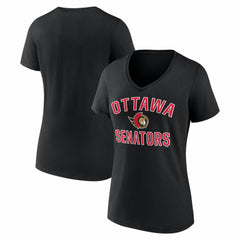 Ottawa Senators Logo Athletic Women's Arch Victory V-Neck T-Shirt - Black T-shirts