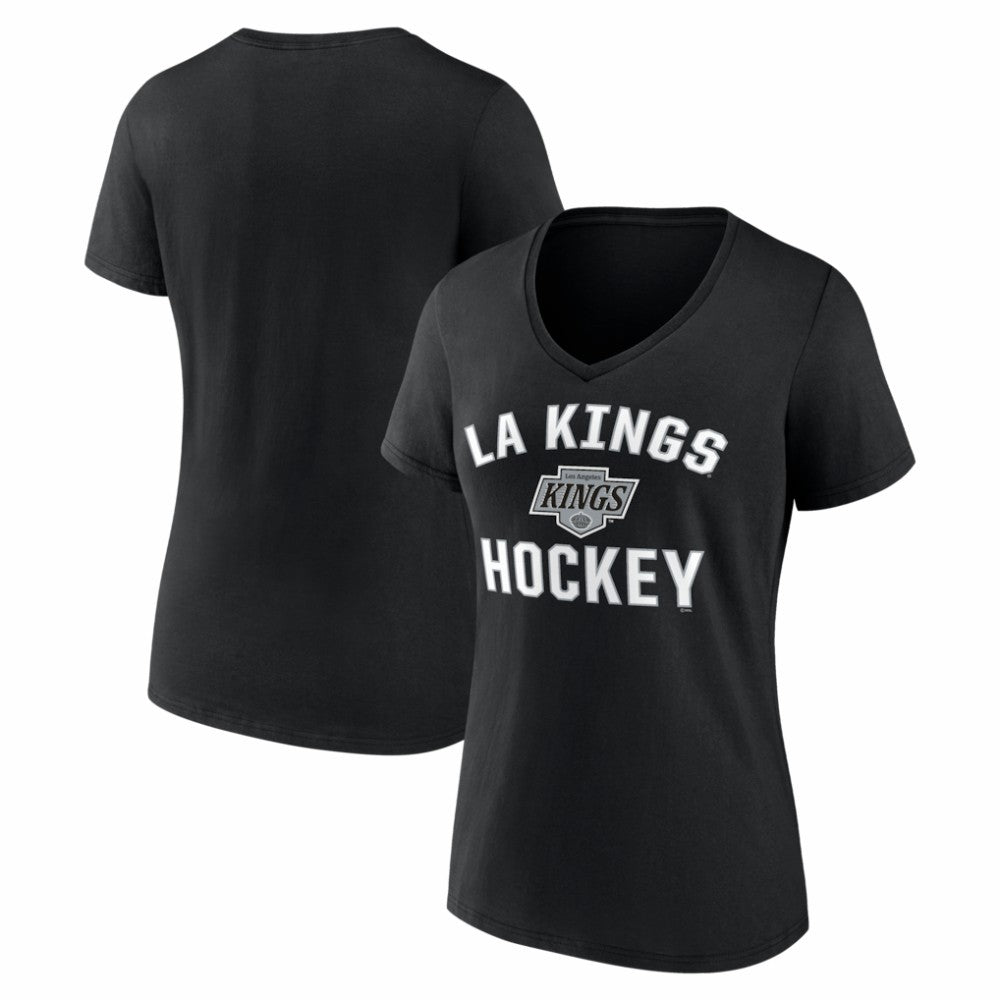 Los Angeles Kings Logo Athletic Women's Arch Victory V-Neck T-Shirt - Black T-shirts