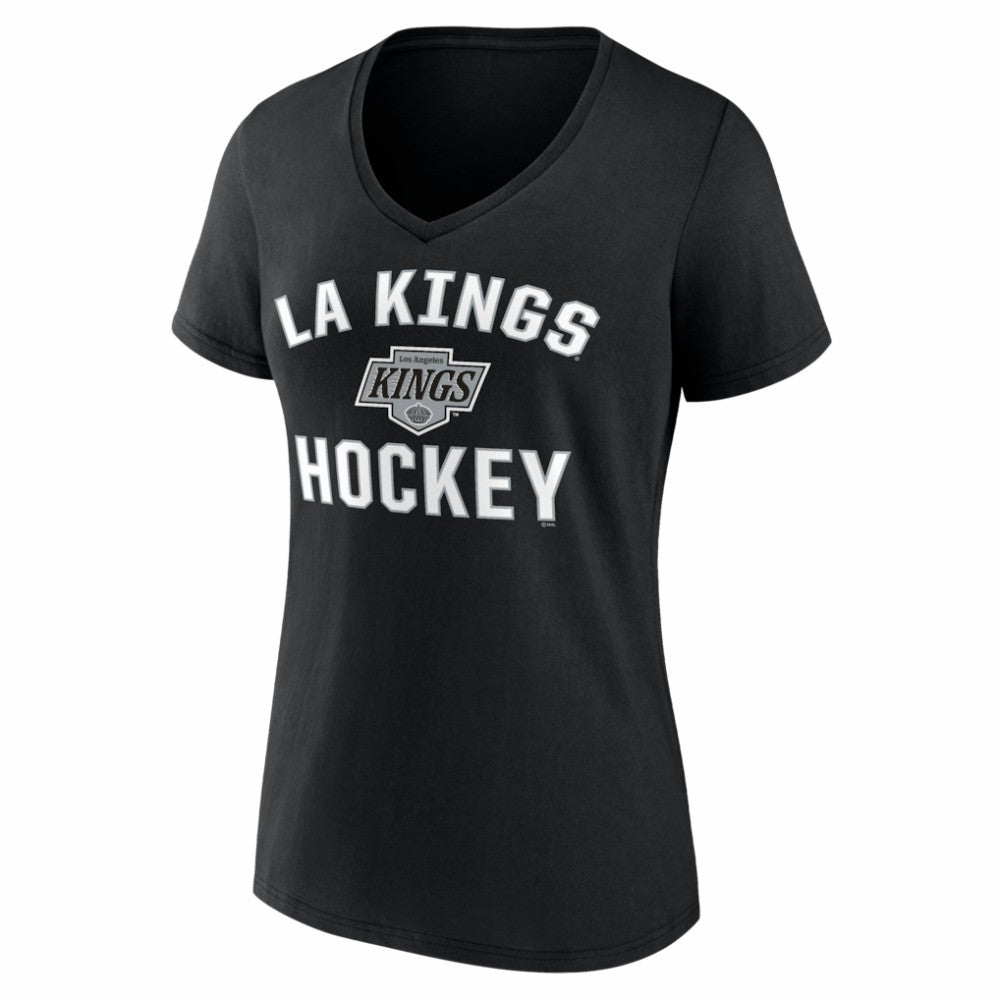 Los Angeles Kings Logo Athletic Women's Arch Victory V-Neck T-Shirt - Black T-shirts