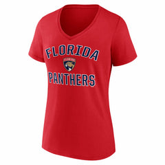 Florida Panthers Logo Athletic Women's Arch Victory V-Neck T-Shirt - Red T-shirts
