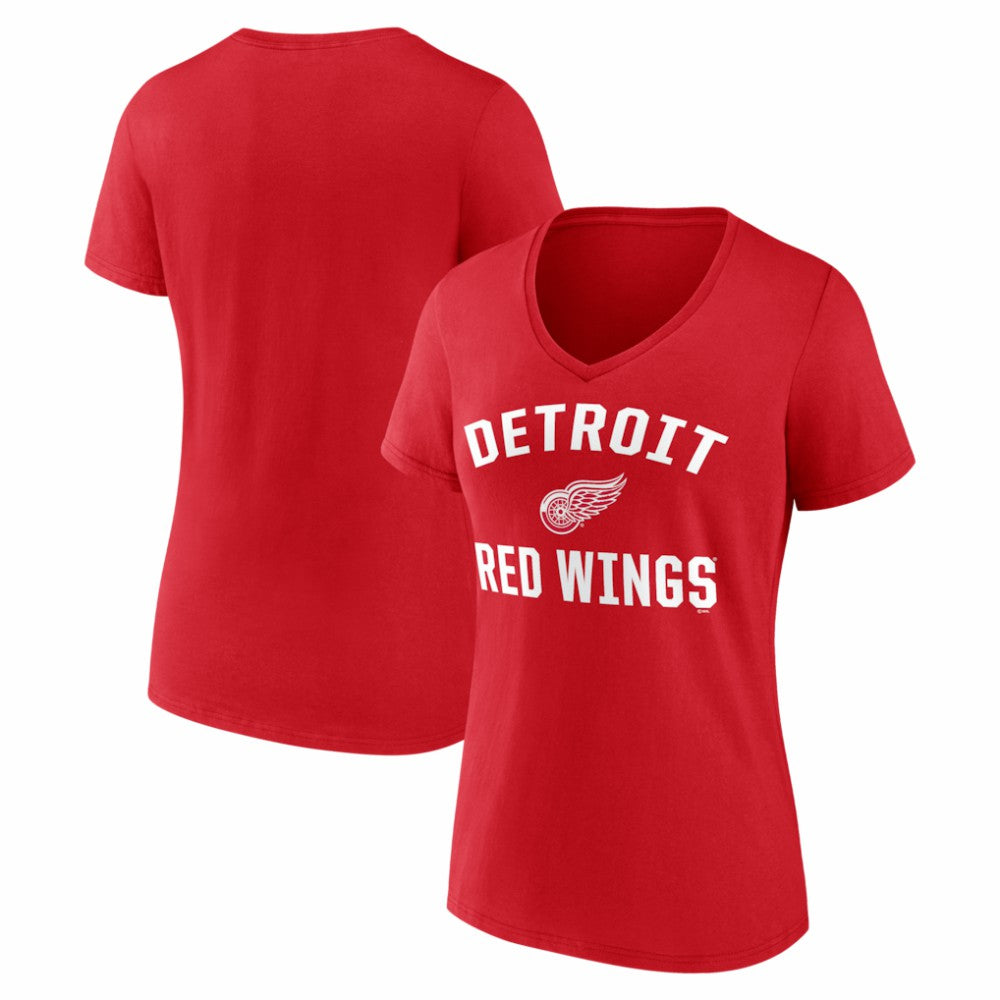 Detroit Red Wings Logo Athletic Women's Arch Victory V-Neck T-Shirt - Red T-shirts