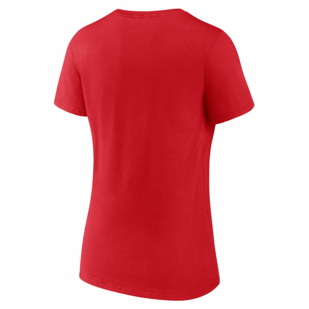 Calgary Flames Logo Athletic Women's Arch Victory V-Neck T-Shirt - Red T-shirts