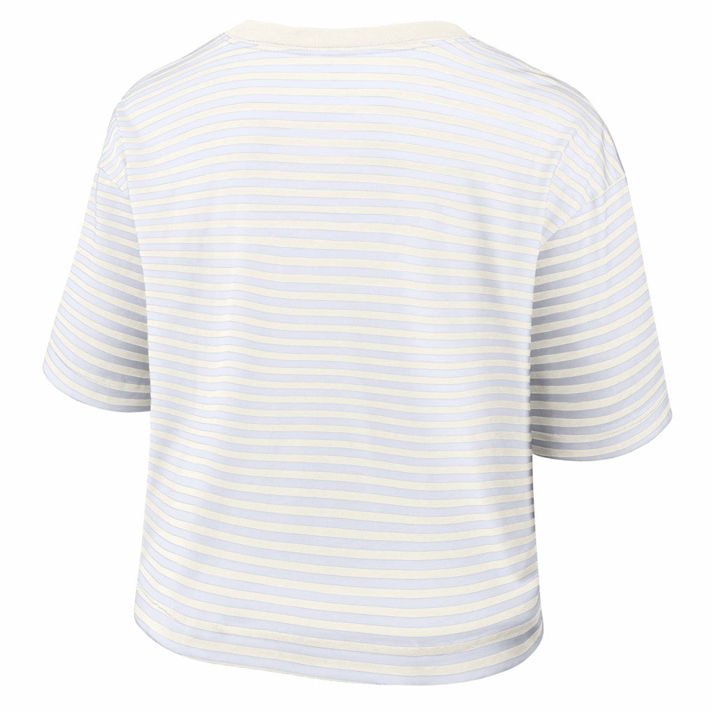 Buffalo Bills Women's Striped Cropped T-Shirt - White/Cream for sale