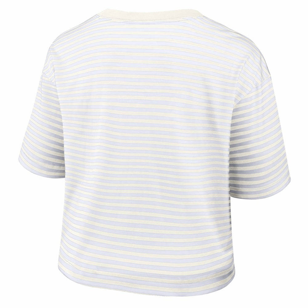 Buffalo Bills Women's Striped Cropped T-Shirt - White/Cream for sale