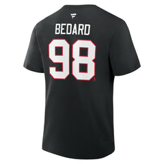 Connor Bedard Chicago Blackhawks Fanatics Authentic Stack Name & Number T-Shirt - Black T-shirts