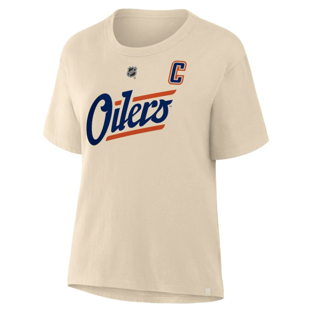 Connor McDavid Edmonton Oilers Fanatics Women's Alternate Name & Number T-Shirt - Beige T-shirts