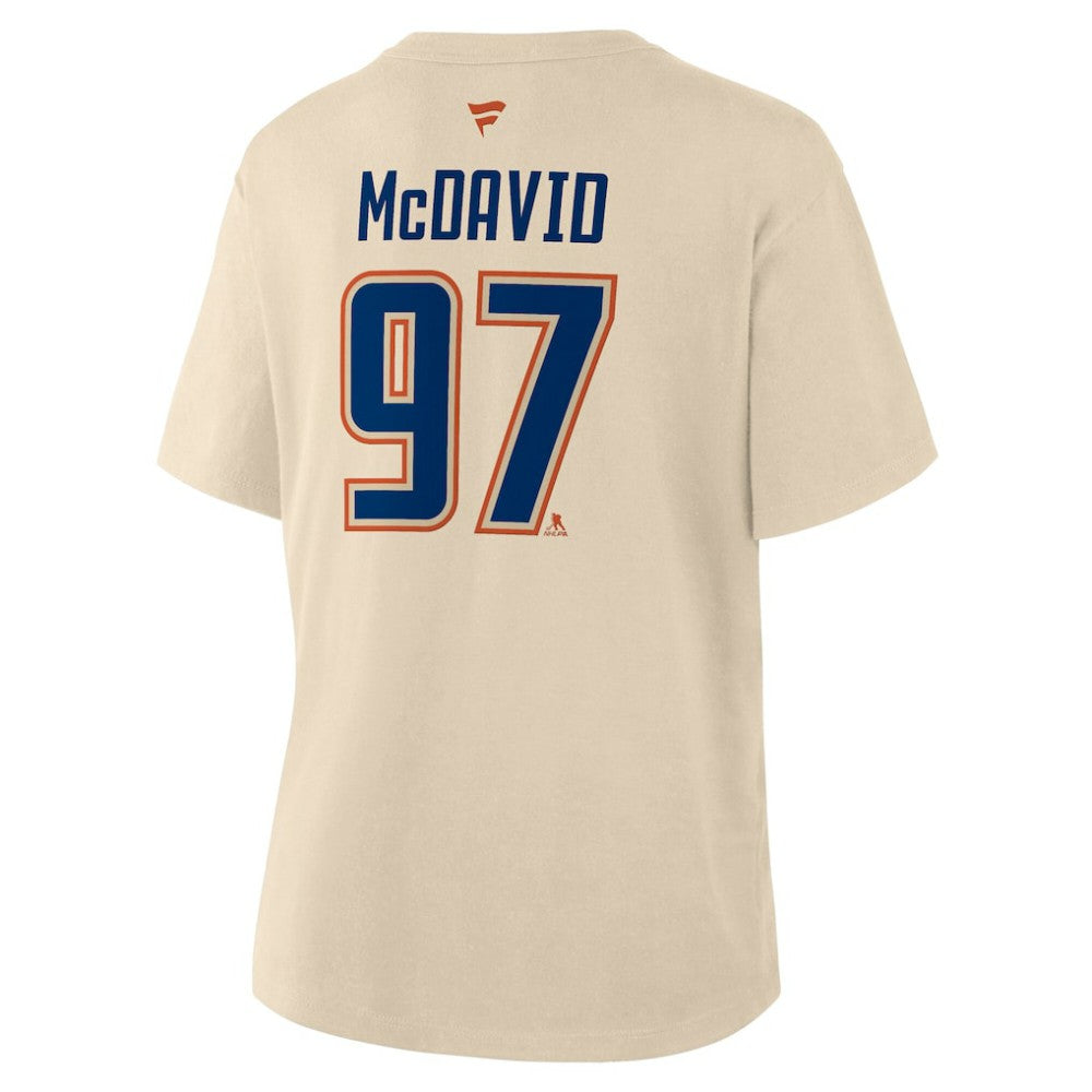 Connor McDavid Edmonton Oilers Fanatics Women's Alternate Name & Number T-Shirt - Beige T-shirts