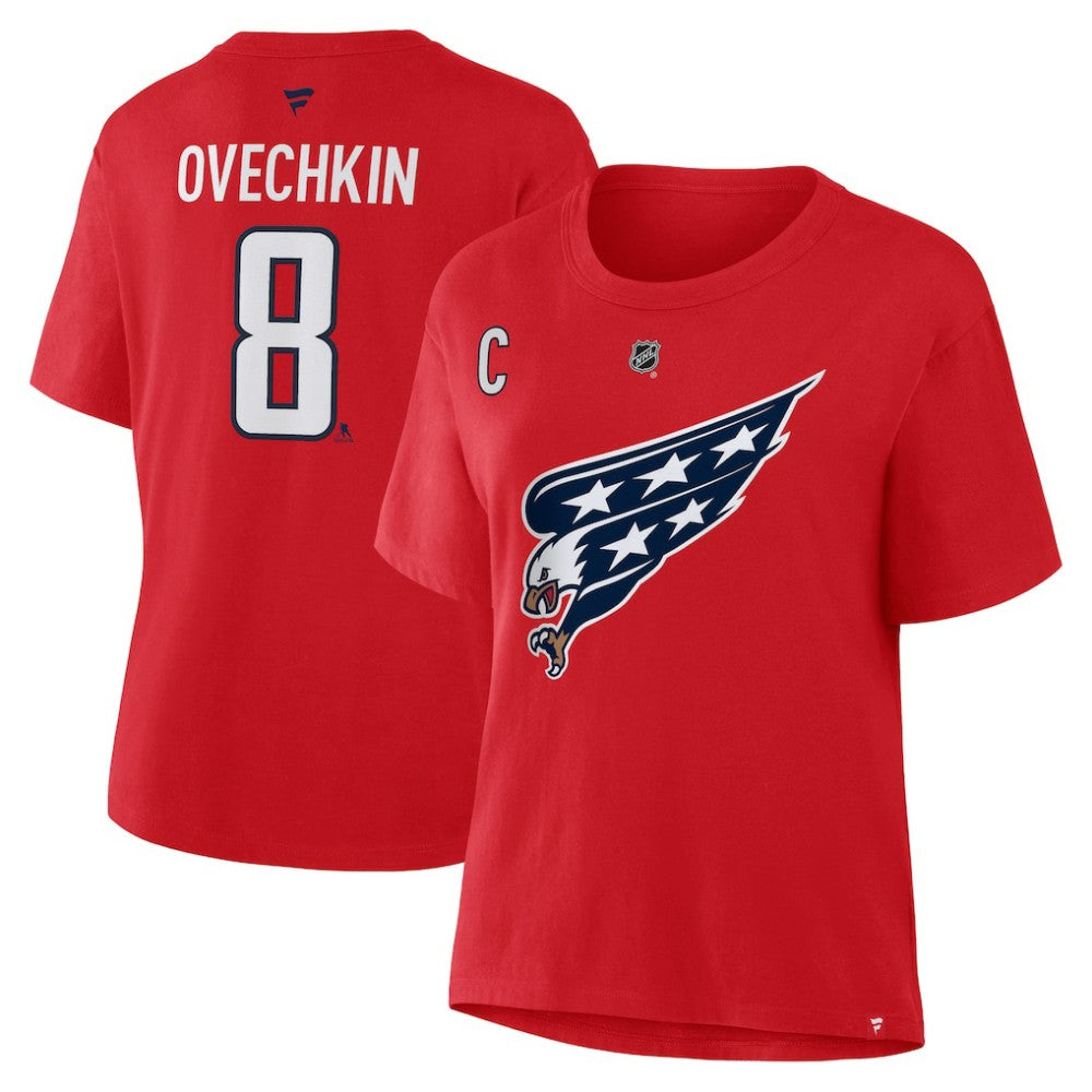 Alexander Ovechkin Washington Capitals Fanatics Women's Authentic Stack Name & Number T-Shirt - Red T-shirts