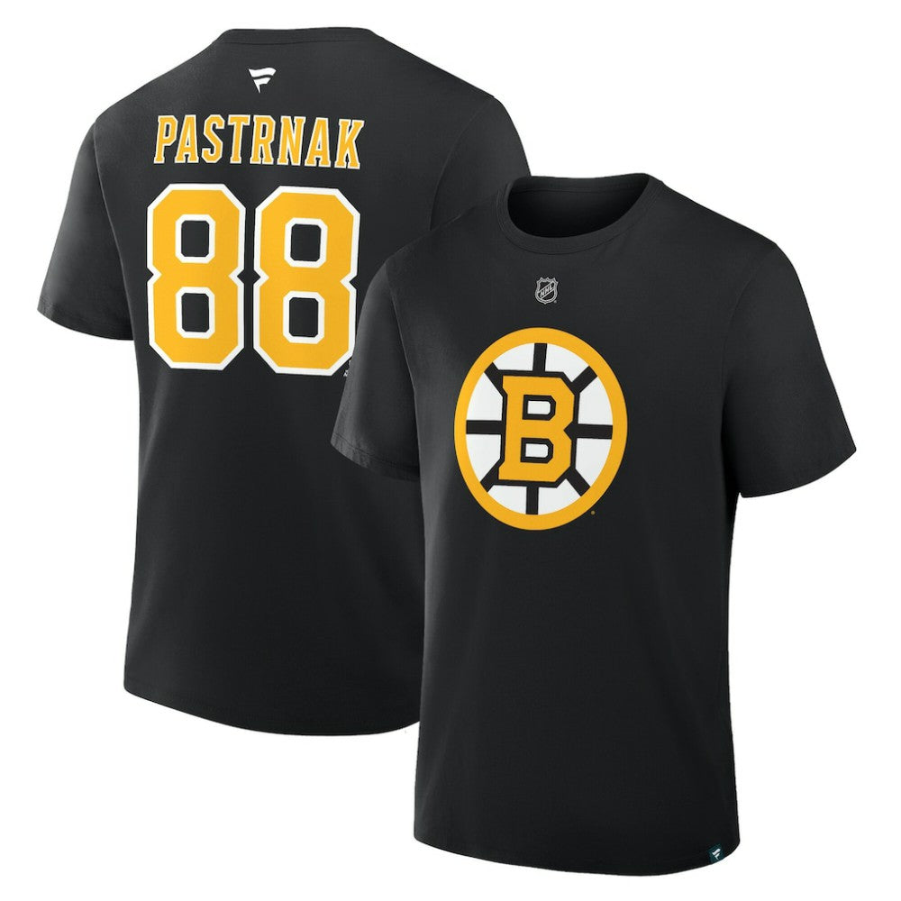 David Pastrnak Boston Bruins Fanatics Authentic Stack Name & Number T-Shirt - Black T-shirts