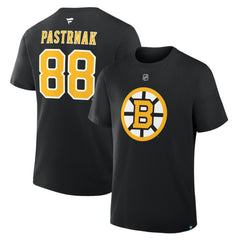 David Pastrnak Boston Bruins Fanatics Authentic Stack Name & Number T-Shirt - Black T-shirts