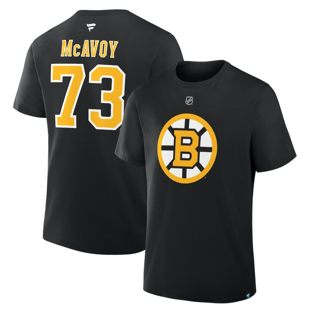 Charlie McAvoy Boston Bruins Fanatics Authentic Stack Name & Number T-Shirt - Black T-shirts