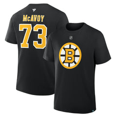 Charlie McAvoy Boston Bruins Fanatics Authentic Stack Name & Number T-Shirt - Black T-shirts