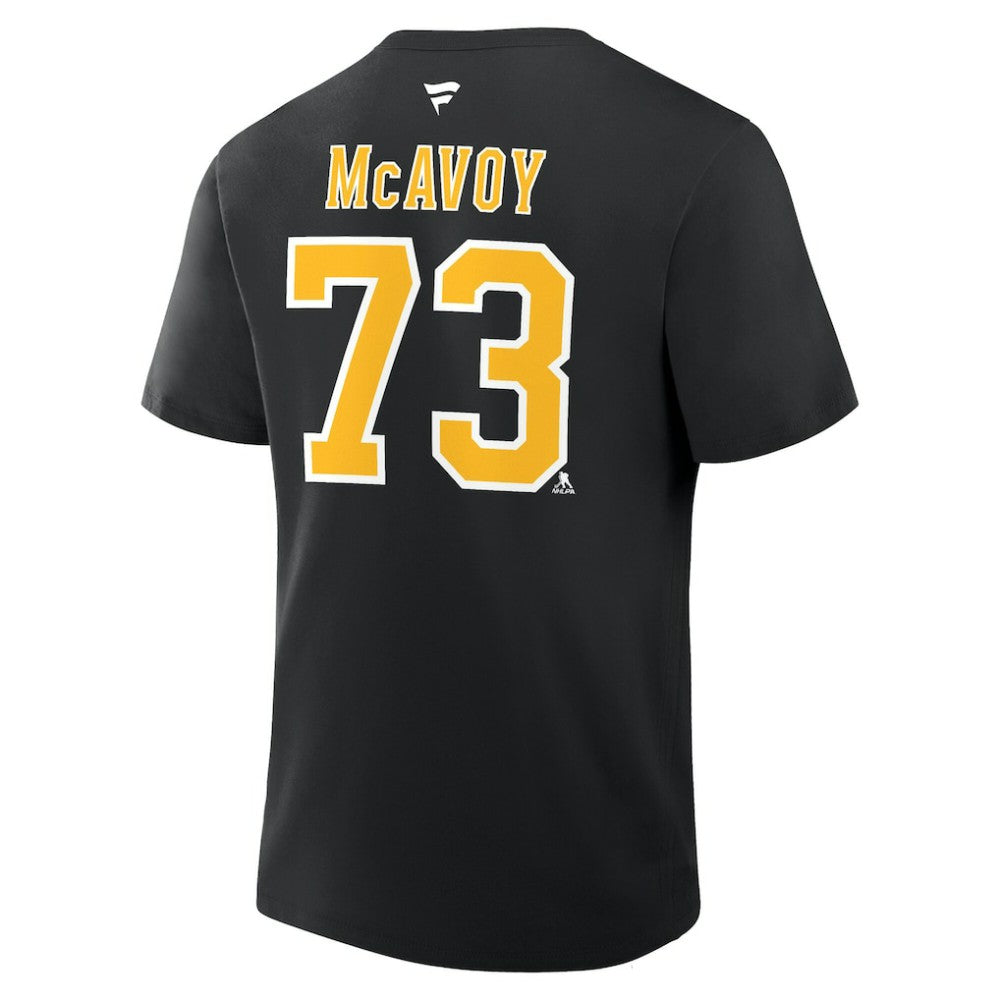 Charlie McAvoy Boston Bruins Fanatics Authentic Stack Name & Number T-Shirt - Black T-shirts