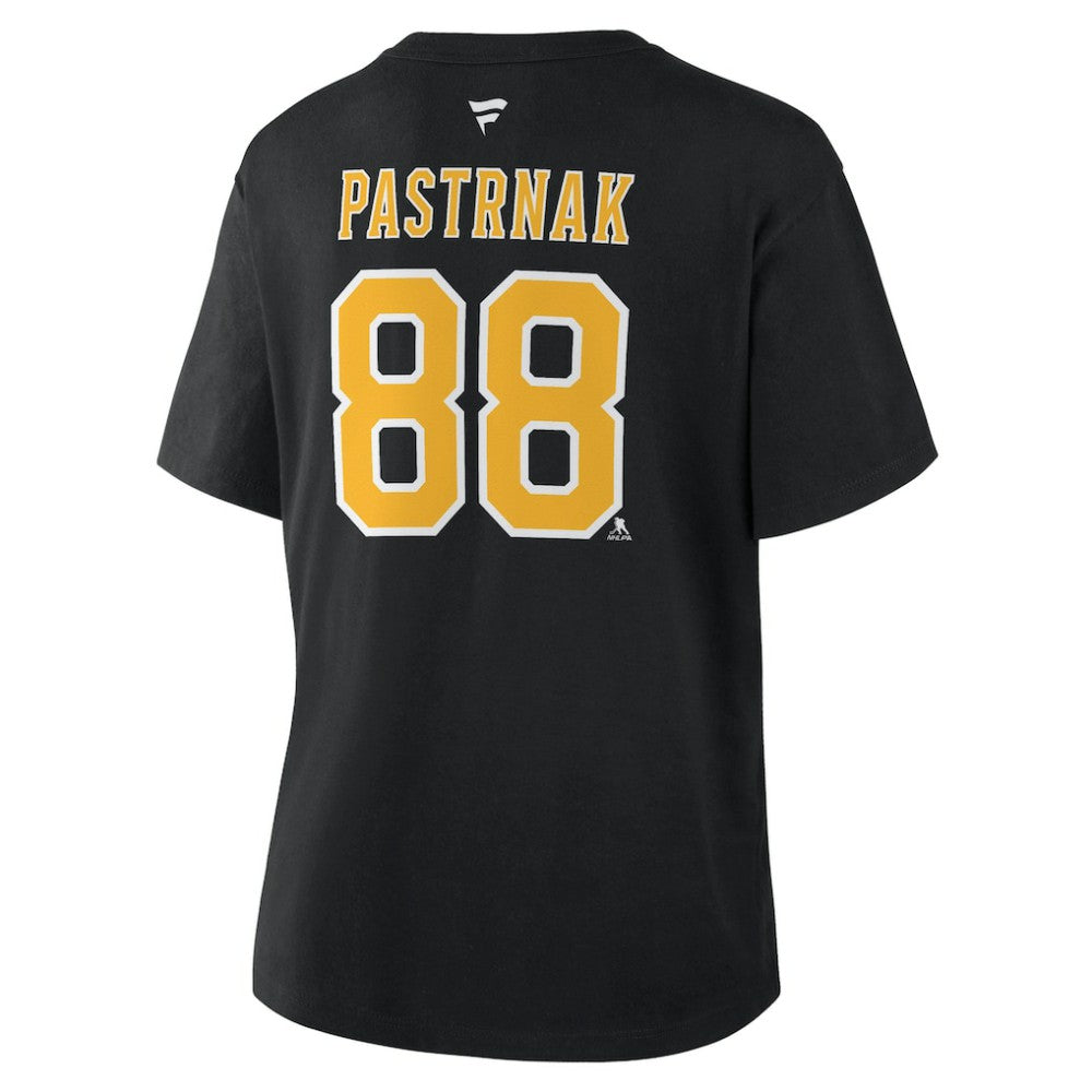 David Pastrnak Boston Bruins Fanatics Women's Authentic Stack Name & Number T-Shirt - Black T-shirts