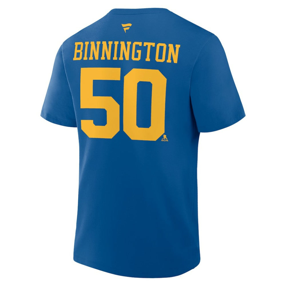 Jordan Binnington St. Louis Blues Fanatics Authentic Stack Name & Number T-Shirt - Blue T-shirts