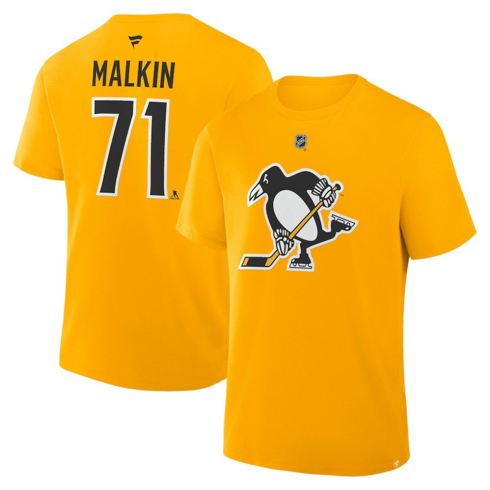 Evgeni Malkin Pittsburgh Penguins Fanatics Authentic Stack Name & Number T-Shirt - Gold T-shirts